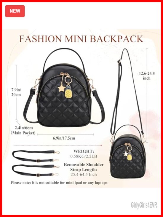 Mini Faux Leather Backpack Purse 2 Compartments Detachable Straps Earphone Port main image 4